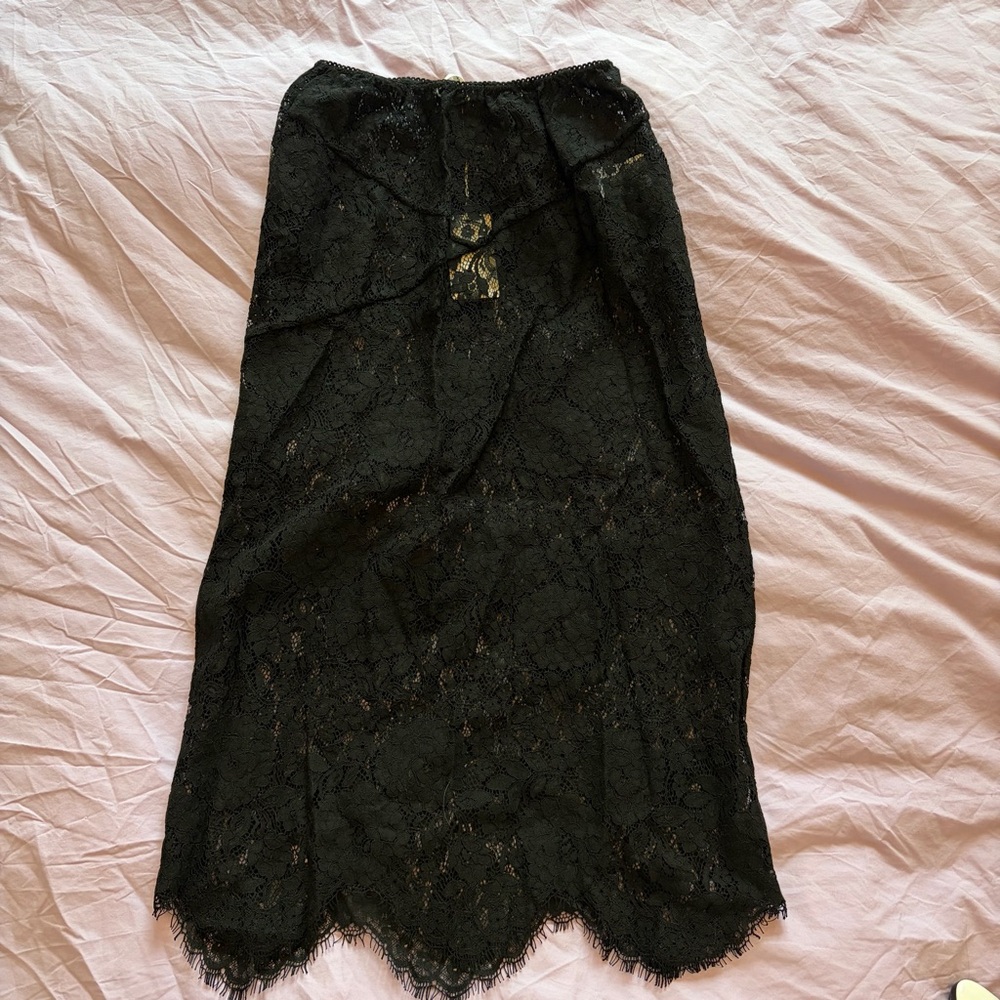 Doen Black Lace Midi Skirt NWT